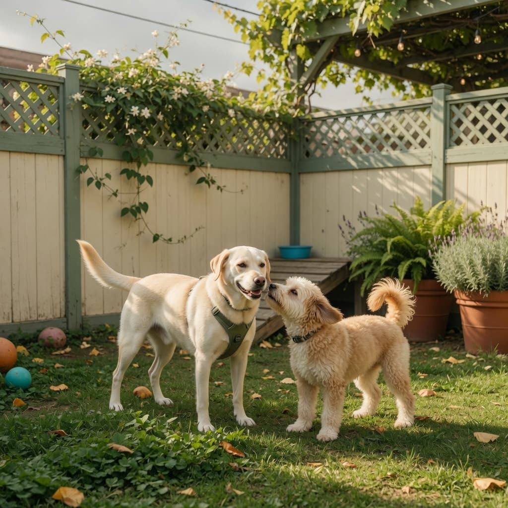 Cães socializando no parque da creche